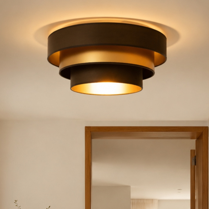 Lubinis šviestuvas WENTA 1xE27/60W/230V Ø 50 cm, rudos/auksinės spalvos