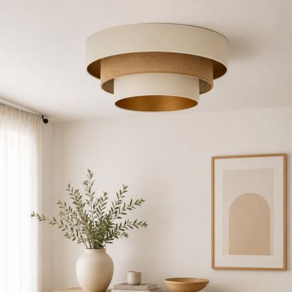 Lubinis šviestuvas WENTA 1xE27/60W/230V Ø 50 cm smėlio/džiutas