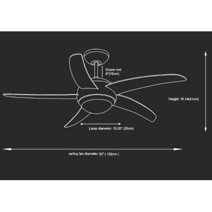 Lubinis ventiliatorius 2xE27/20W/230V diametras 132 cm + nuotolinio valdymo pultas