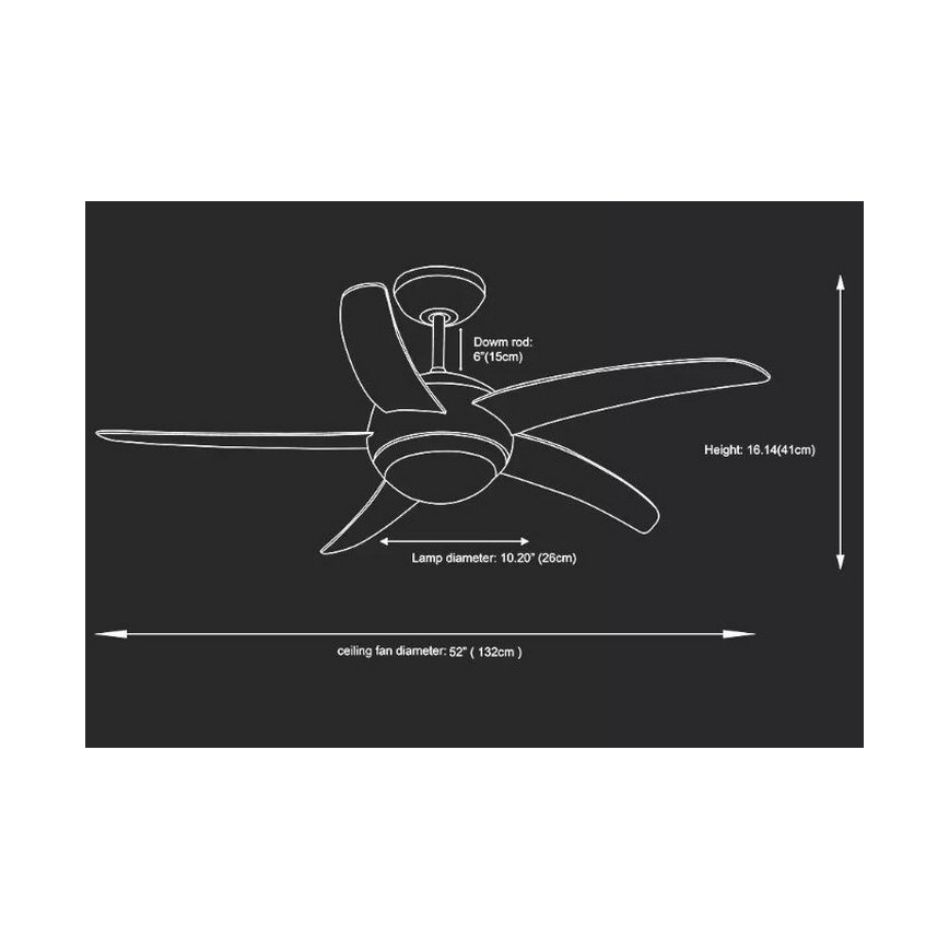 Lubinis ventiliatorius 2xE27/20W/230V diametras 132 cm + nuotolinio valdymo pultas