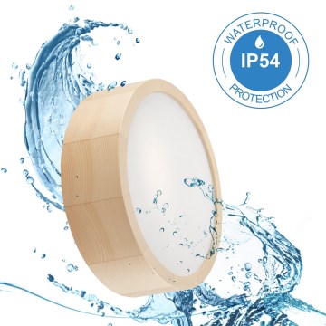 Lubinis vonios šviestuvas NATURAL 2xE27/15W/230V IP54 pušis ø 27 cm - FSC sertifikuota