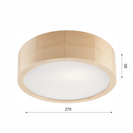 Lubinis vonios šviestuvas NATURAL 2xE27/15W/230V IP54 pušis ø 27 cm