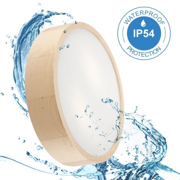 Lubinis vonios šviestuvas NATURAL 3xE27/15W/230V IP54 pušis ø 37 cm - FSC sertifikuota