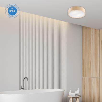 Lubinis vonios šviestuvas NATURAL 3xE27/15W/230V IP54 pušis ø 37 cm - FSC sertifikuota