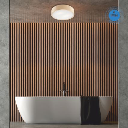 Lubinis vonios šviestuvas NATURAL 3xE27/15W/230V IP54 pušis ø 37 cm - FSC sertifikuota