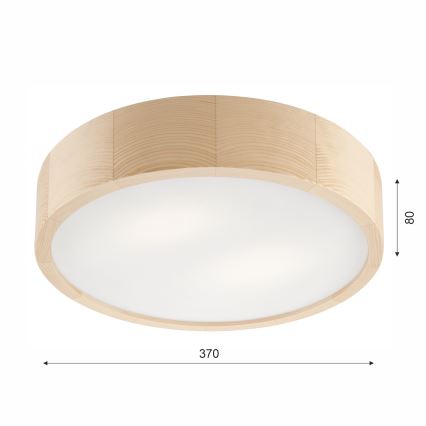 Lubinis vonios šviestuvas NATURAL 3xE27/15W/230V IP54 pušis ø 37 cm - FSC sertifikuota
