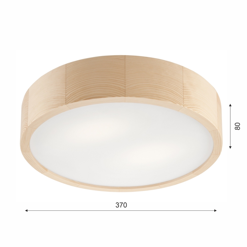 Lubinis vonios šviestuvas NATURAL 3xE27/15W/230V IP54 pušis ø 37 cm - FSC sertifikuota