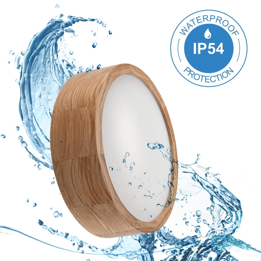 Lubinis vonios šviestuvas OAK 2xE27/15W/230V IP54 ąžuolas ø 27 cm