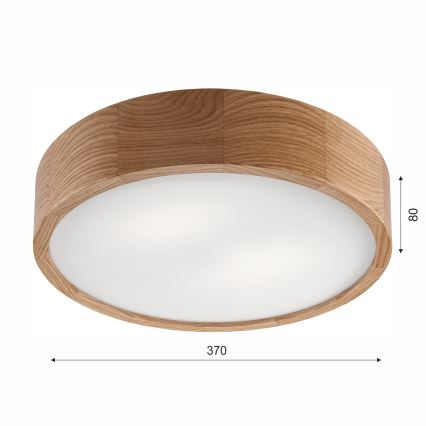 Lubinis vonios šviestuvas OAK 3xE27/15W/230V ąžuolas ø 37 cm IP54 - FSC sertifikuota