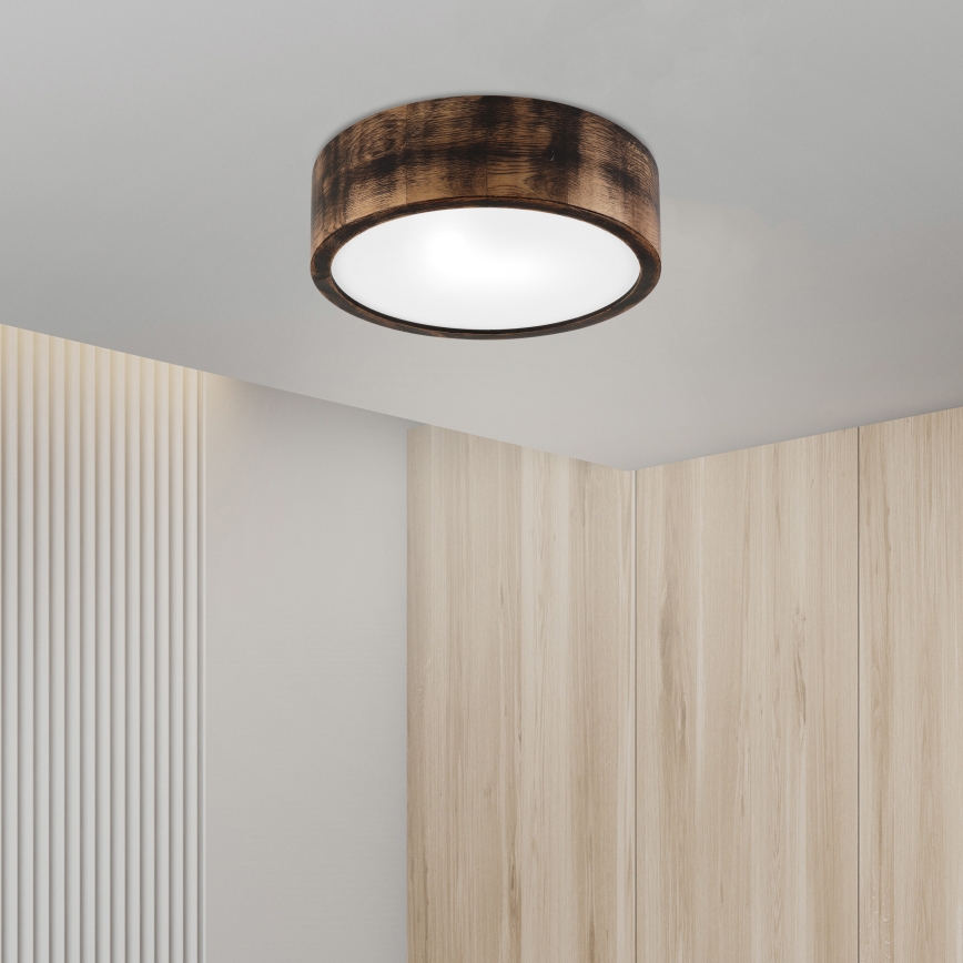 Lubinis vonios šviestuvas OAK SMOKY 2xE27/15W/230V IP54 ø 27,5 cm ąžuolas/ruda