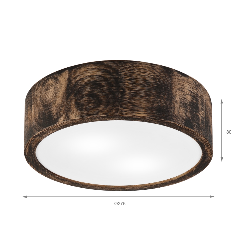 Lubinis vonios šviestuvas OAK SMOKY 2xE27/15W/230V IP54 ø 27,5 cm ąžuolas/ruda