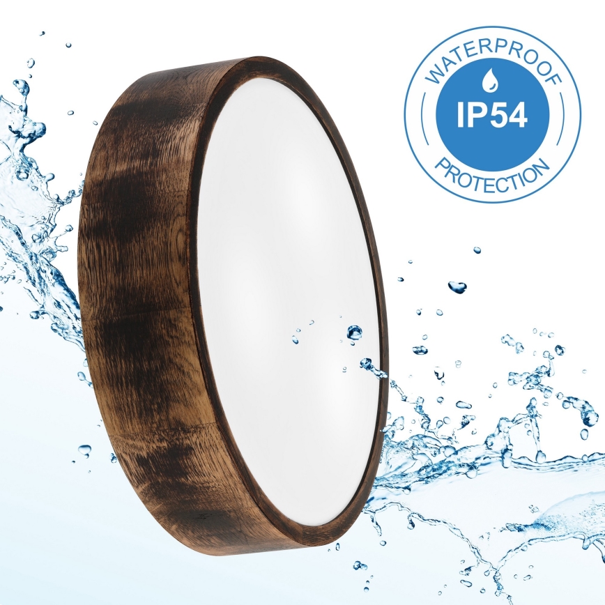 Lubinis vonios šviestuvas OAK SMOKY 3xE27/15W/230V IP54 ø 37,5 cm ąžuolas/ruda