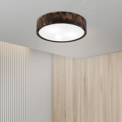 Lubinis vonios šviestuvas OAK SMOKY 3xE27/15W/230V IP54 ø 37,5 cm ąžuolas/ruda