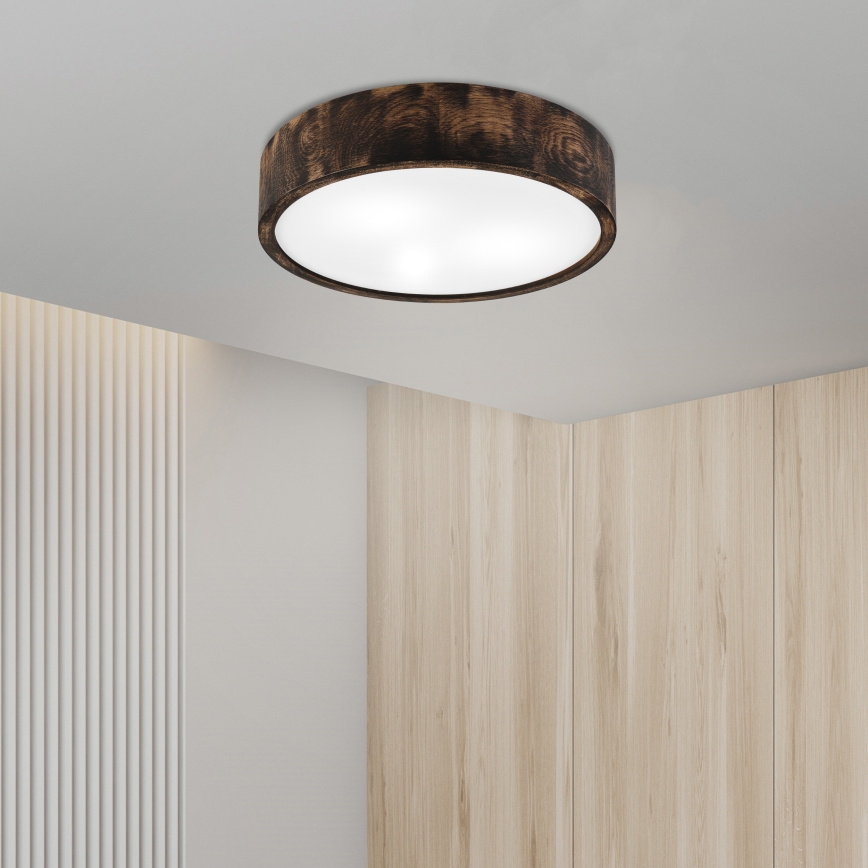 Lubinis vonios šviestuvas OAK SMOKY 3xE27/15W/230V IP54 ø 37,5 cm ąžuolas/ruda