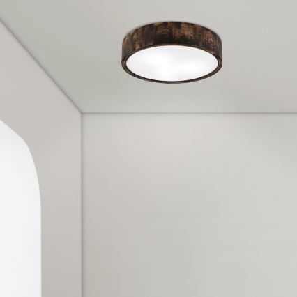 Lubinis vonios šviestuvas OAK SMOKY 3xE27/15W/230V IP54 ø 37,5 cm ąžuolas/ruda