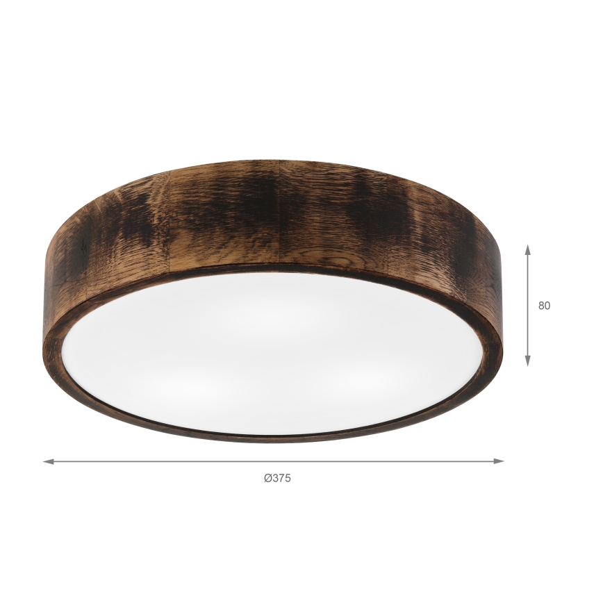 Lubinis vonios šviestuvas OAK SMOKY 3xE27/15W/230V IP54 ø 37,5 cm ąžuolas/ruda