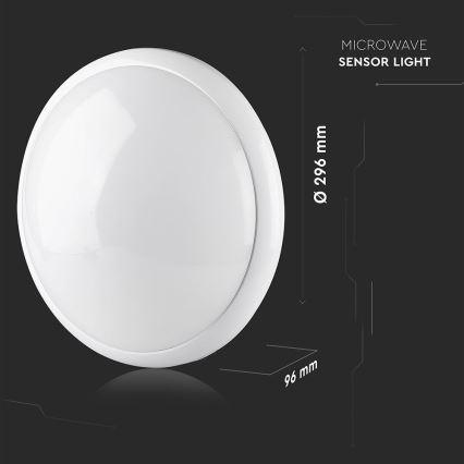 Lubinis vonios šviestuvas su jutikliu 1xE27/60W/230V IP44 ø 29,6 cm