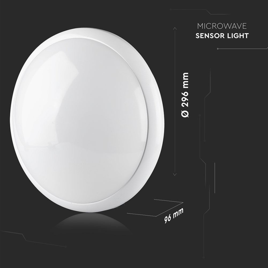 Lubinis vonios šviestuvas su jutikliu 1xE27/60W/230V IP44 ø 29,6 cm
