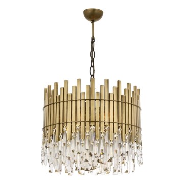 Lubų šviestuvas CRYSTALLINE 6xE27/40W/230V Ø 40 cm žalvaris