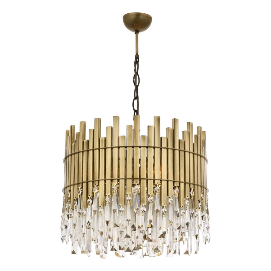 Lubų šviestuvas CRYSTALLINE 6xE27/40W/230V Ø 40 cm žalvaris