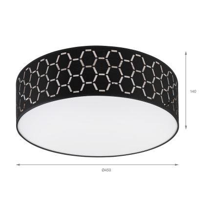 Lubų šviestuvas ULLE, 2xE27/15W/230V, skersmuo 45 cm, juodas