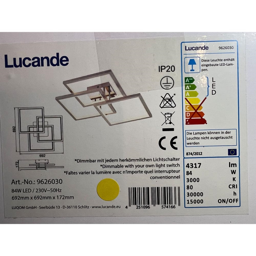 Lucande - LED Pritemdomas lubinis šviestuvas AVILARA LED/84W/230V