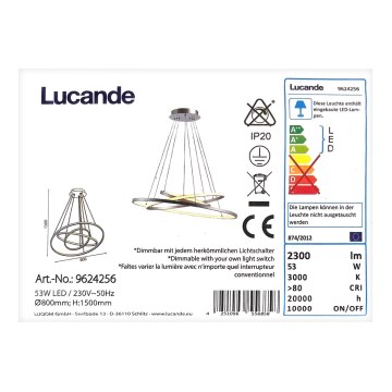 Lucande - LED Reguliuojamas pakabinamas sietynas EZANA LED/53W/230V