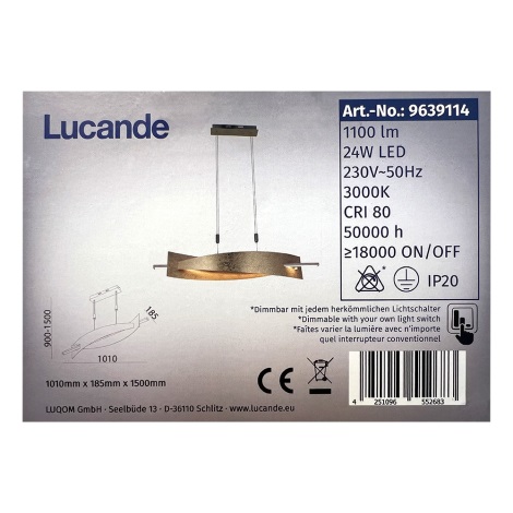 Lucande - LED Reguliuojamas pakabinamas sietynas MARIJA LED/24W/230V