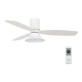 Lucci Air 210661 - LED reguliuojamas lubų ventiliatorius FLUSSO 1xGX53/18W/230V mediena/balta + nuotolinio valdymo pultas