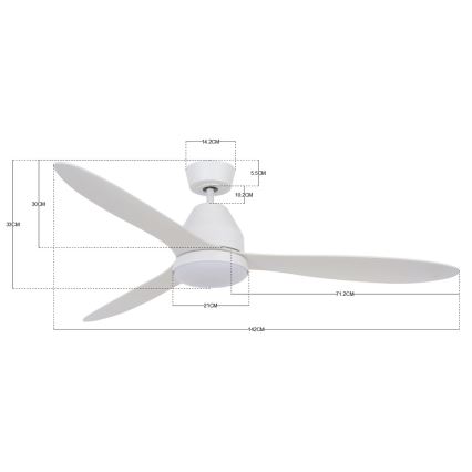 Lucci air 213043 - LED lubinis ventiliatorius WHITEHAVEN GX53/17W/230V balta + nuotolinio valdymo pultas