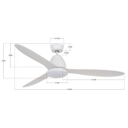 Lucci air 213043 - LED lubinis ventiliatorius WHITEHAVEN GX53/17W/230V baltas + nuotolinis valdymas