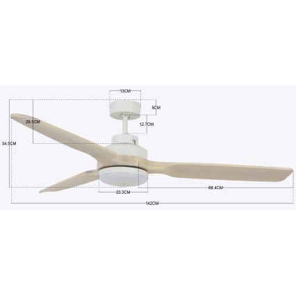 Lucci air 213055 - LED lubinis ventiliatorius SHOALHAVEN GX53/17W/230V paulownia/balta + nuotolinio valdymo pultas