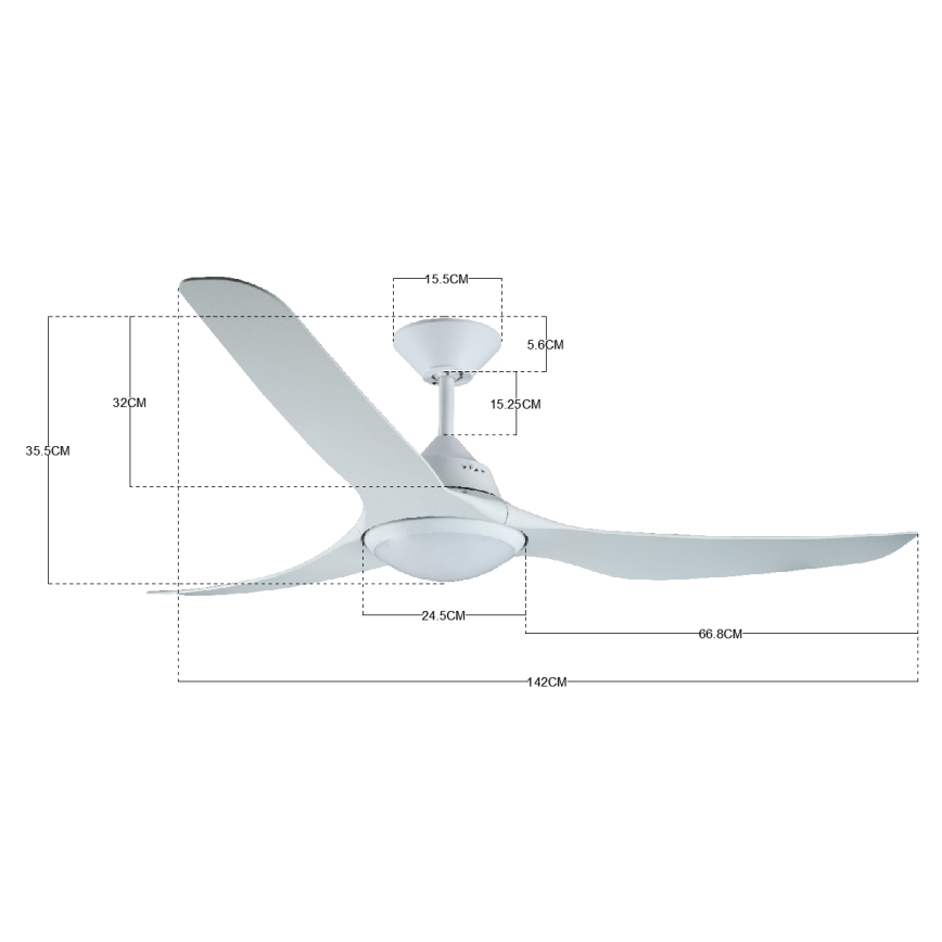 Lucci air 213096 - LED lubinis ventiliatorius MARINER LED/15W/230V baltas Ø 142 cm + nuotolinis valdymas