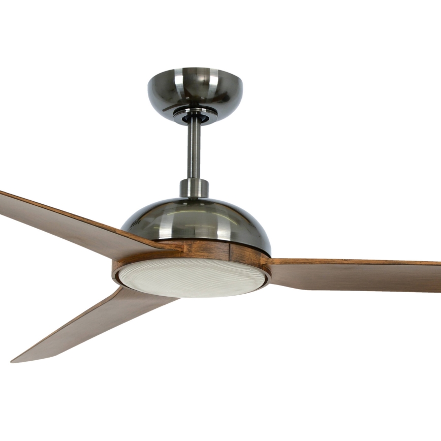 Lucci air 213301 - LED reguliuojamas lubų ventiliatorius UNIONE 1xGX53/12W/230V ruda/blizgus chromas + nuotolinio valdymo pultas
