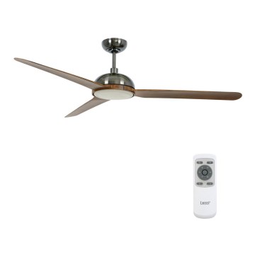 Lucci air 213301 - LED reguliuojamas lubų ventiliatorius UNIONE 1xGX53/12W/230V ruda/blizgus chromas + nuotolinio valdymo pultas