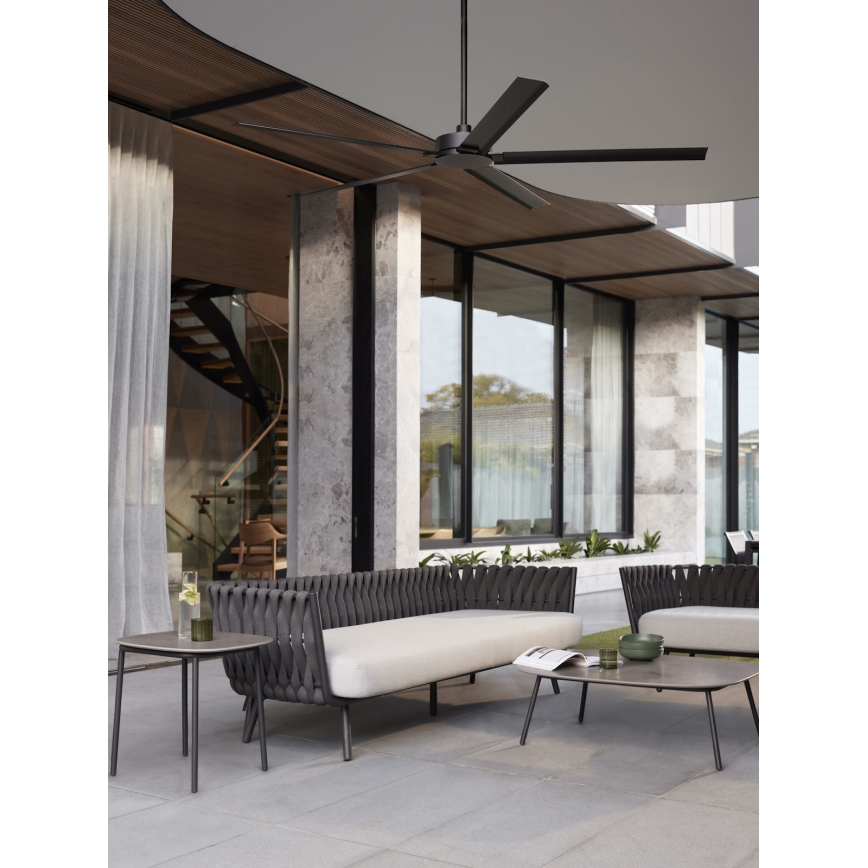 Lucci air 21616149 - Lubų ventiliatorius MONZA IP55 juodas + nuotolinio valdymo pultas