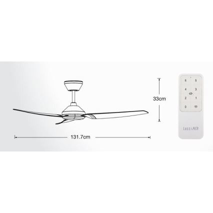 Lucci air 21616349 - Lubų ventiliatorius POLIS IP55 juodas + nuotolinio valdymo pultas