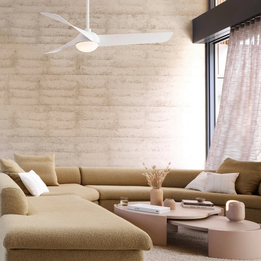 Lucci Air 21617049 - LED lubinis ventiliatorius OSPREY su reguliuojamu ryškumu 1xGX53/12W/230V skersmuo 132 cm baltas + su nuotoliniu pultu