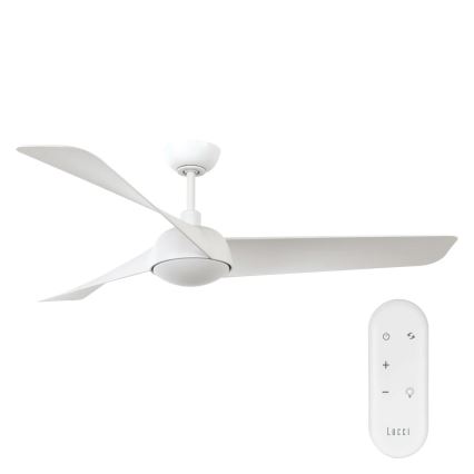 Lucci Air 21617049 - LED lubinis ventiliatorius OSPREY su reguliuojamu ryškumu 1xGX53/12W/230V skersmuo 132 cm baltas + su nuotoliniu pultu