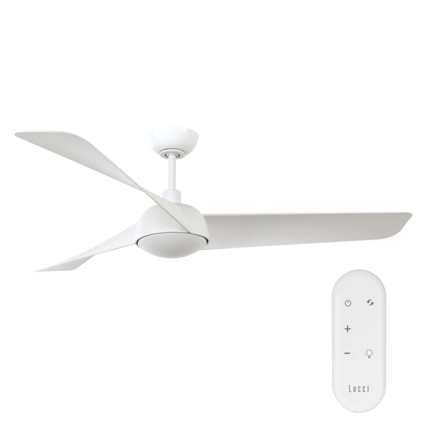 Lucci Air 21617049 - LED lubinis ventiliatorius OSPREY su reguliuojamu ryškumu 1xGX53/12W/230V skersmuo 132 cm baltas + su nuotoliniu pultu