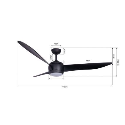 Lucci air 512910 - LED lubinis ventiliatorius AIRFUSION NORDIC LED/20W/230V juoda + nuotolinio valdymo pultas