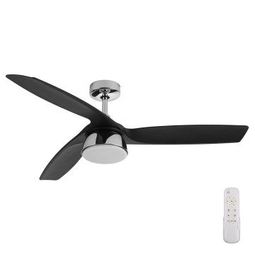 Lucci air 513072 - BRONX LED dimeriuojamas lubų ventiliatorius LED/18W/230V 3000/4000/6000K juodas/blizgus chromas skersmuo 132 cm + nuotolinio valdymo pultas
