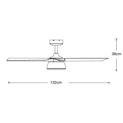 Lucci air 513072 - BRONX LED dimeriuojamas lubų ventiliatorius LED/18W/230V 3000/4000/6000K juodas/blizgus chromas skersmuo 132 cm + nuotolinio valdymo pultas
