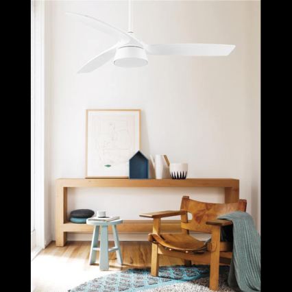 Lucci Air 513073 - reguliuojamas LED lubinis ventiliatorius BRONX LED/18W/230V 3000/4000/6000K, skersmuo 132 cm, baltas + nuotolinis valdymas