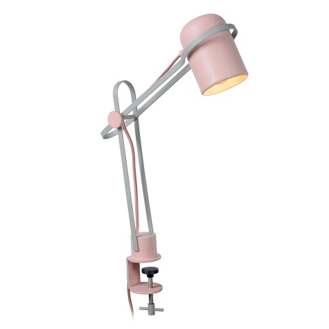 Lucide 05535/01/66 - Vaikiška stalinė lempa su segtuku BASTIN 1xE14/25W/230V rožinis