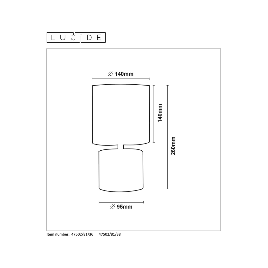 Lucide 47502/81/38 - Stalo lempa GREASBY 1xE14/40W/230V kreminė