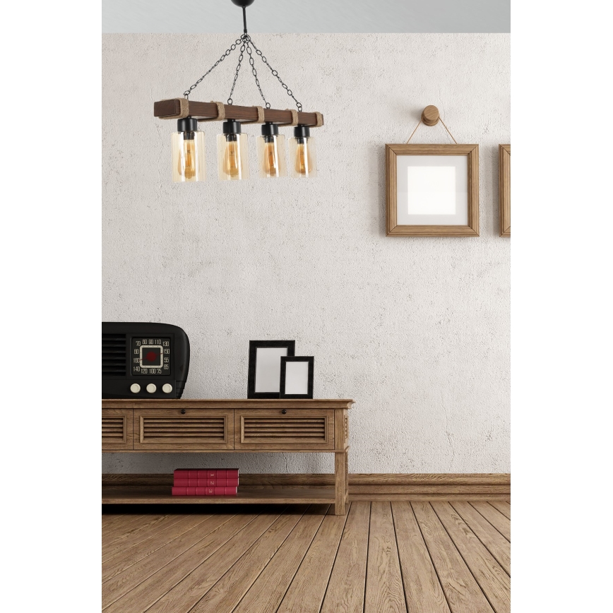Lustras su grandinės JASMIN 4xE27/40W/230V ruda/bežinė