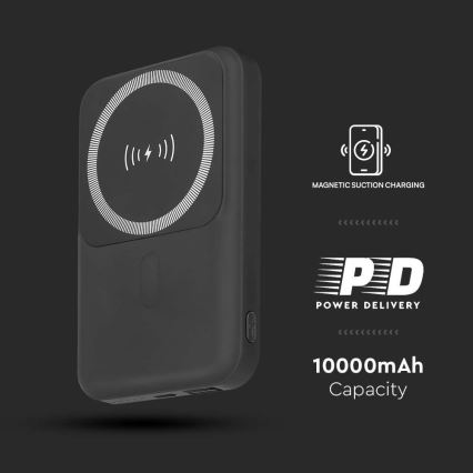 Magnetinis maitinimo bankas su belaidžiu įkrovimu Power Delivery 10 000mAh/20W/3,7V juoda