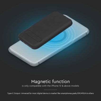 Magnetinis maitinimo bankas su belaidžiu įkrovimu Power Delivery 10 000mAh/20W/3,7V juoda