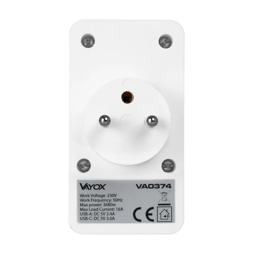 Maitinimo adapteris su 2 lizdais + 2xUSB-C + 2xUSB-A